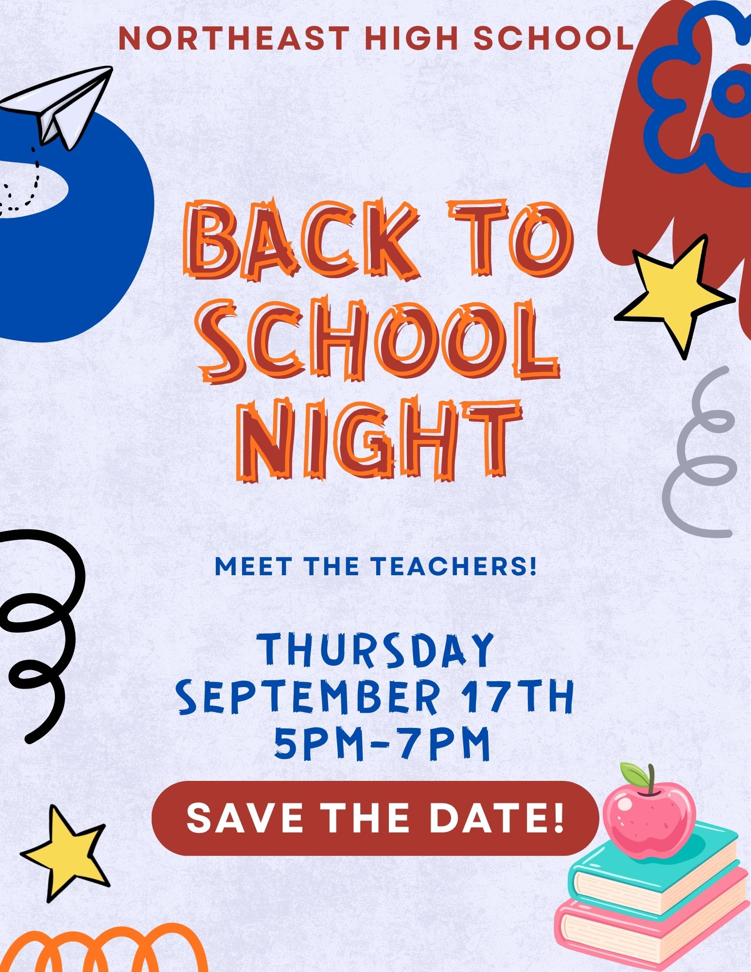 Orange And Blue Playful Back To School Night Flyer